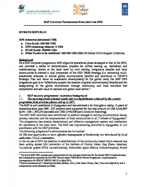 OP6 SGP Kyrgyzstan Country Programme Strategy