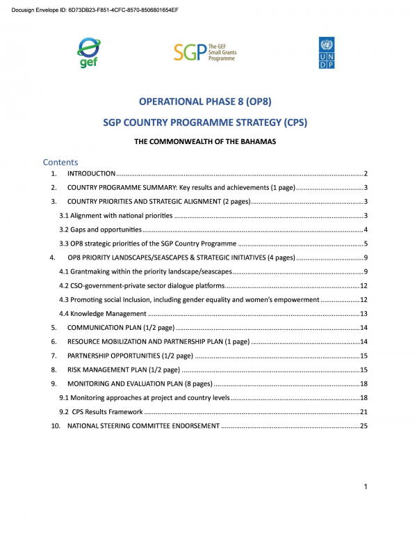 Bahamas Country Programme Strategy - OP8