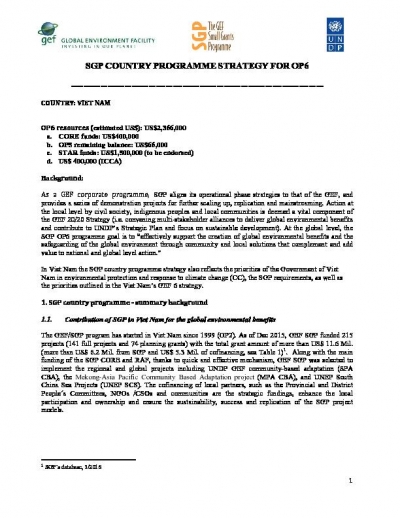 OP6 SGP Viet Nam Country Programme Strategy 