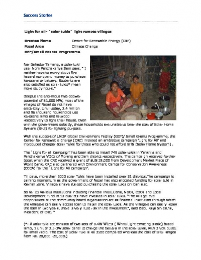 Success Story - Centre for Renewable Energy