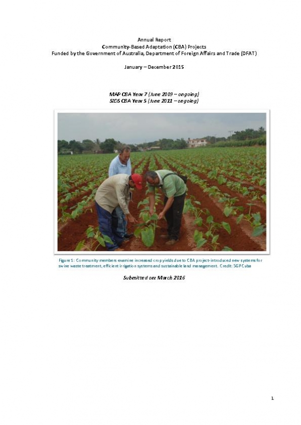 Australian Aid Annual Donor Report for SIDS CBA - 2015