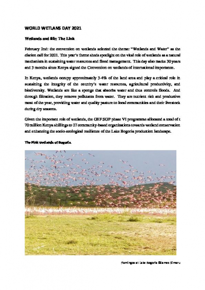 Wetlands and life: The Link -World Wetlands Day 2021