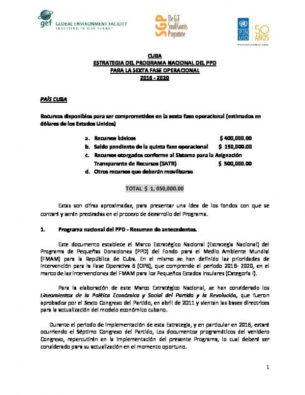 OP6 SGP Cuba Country Programme Strategy