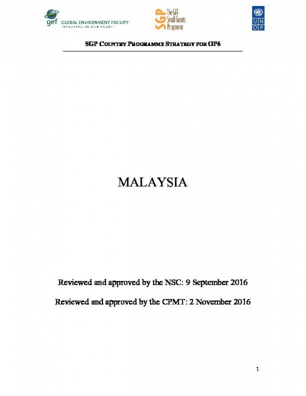 OP6 SGP Malaysia Country Programme Strategy
