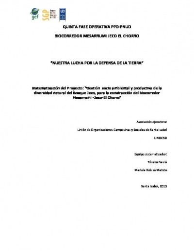 Evaluation of project UNOCSSI - SGP Ecuador