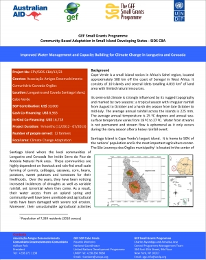 Improved Water Management and Capacity Building for Climate Change in Cape Verde's Longueira and Covoada
