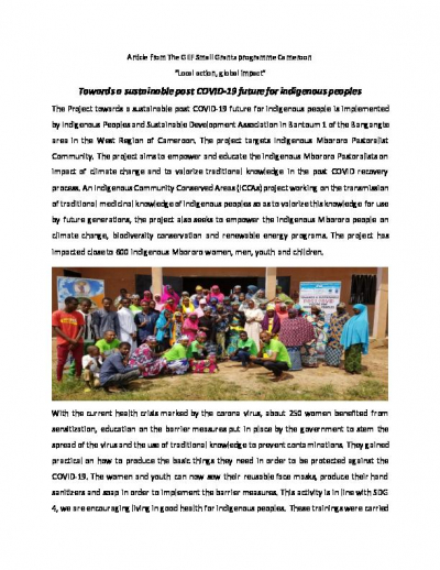Toward a sustainable Post COVID future for indigenous peoples