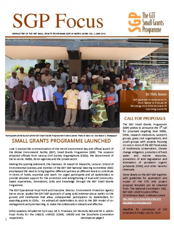 SGP Sierra Leone newsletter, Volume 1