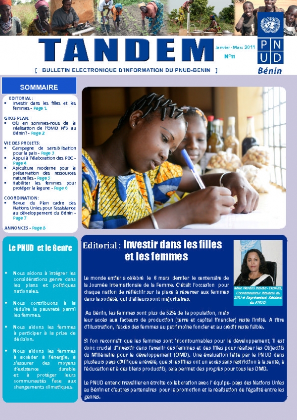 SGP Benin at UNDP Benin newsletter, January-March 2011