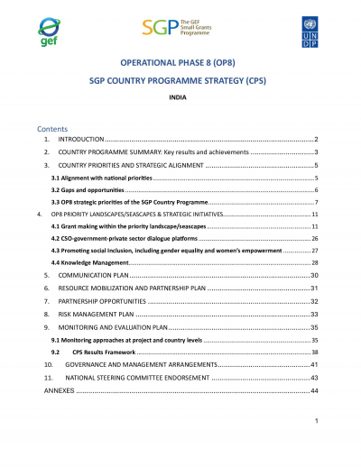 OP8 SGP India Country Programme Strategy