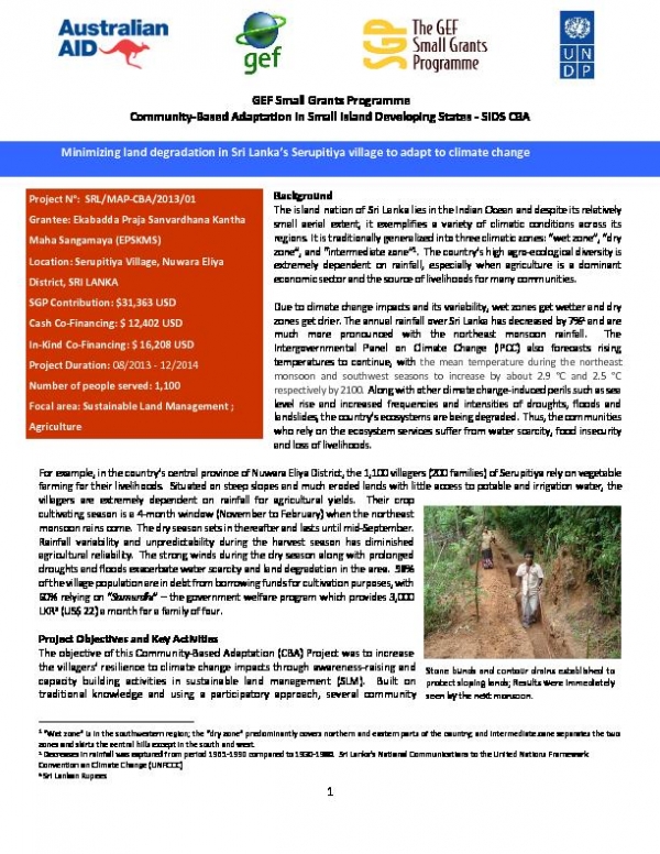 Minimizing land degradation in Sri Lanka to adapt to climate change