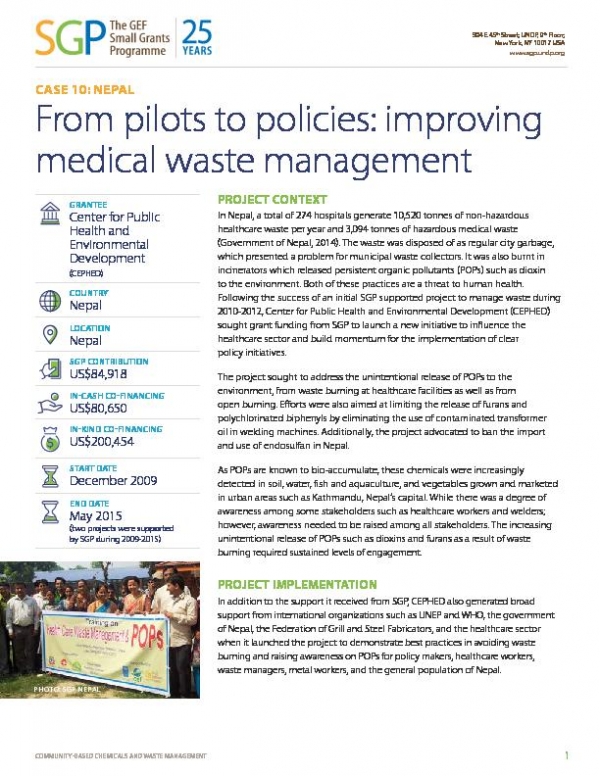 Nepal: From pilot to policies, improving medical waste management