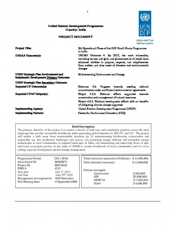 OP5 SGP Country Project Document