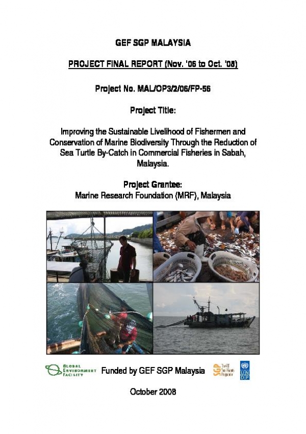 2008- Improving the Sustainable Livelihood of Fishermen and Conservation of Marine Biodiversity