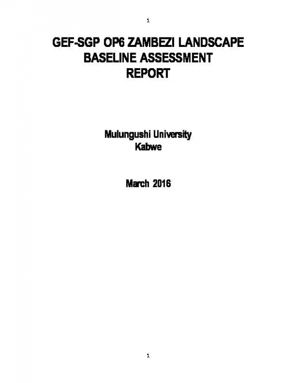 OP6 SGP Zambia CPS , Baseline assessment