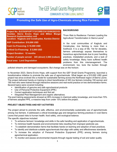 Promoting the Safe Use of Agro-Chemicals among Rice Farmers